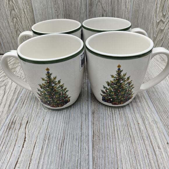 NEW 4 Pack Christopher Radko Holiday Celebrations Traditions Tree Coffee Cup Mug - Picture 2 of 6